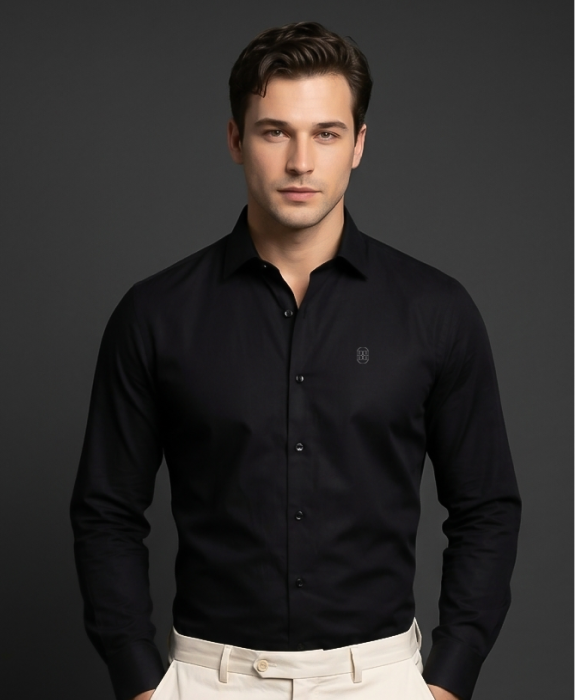 Black cotton formal shirt, Black Panther Edition